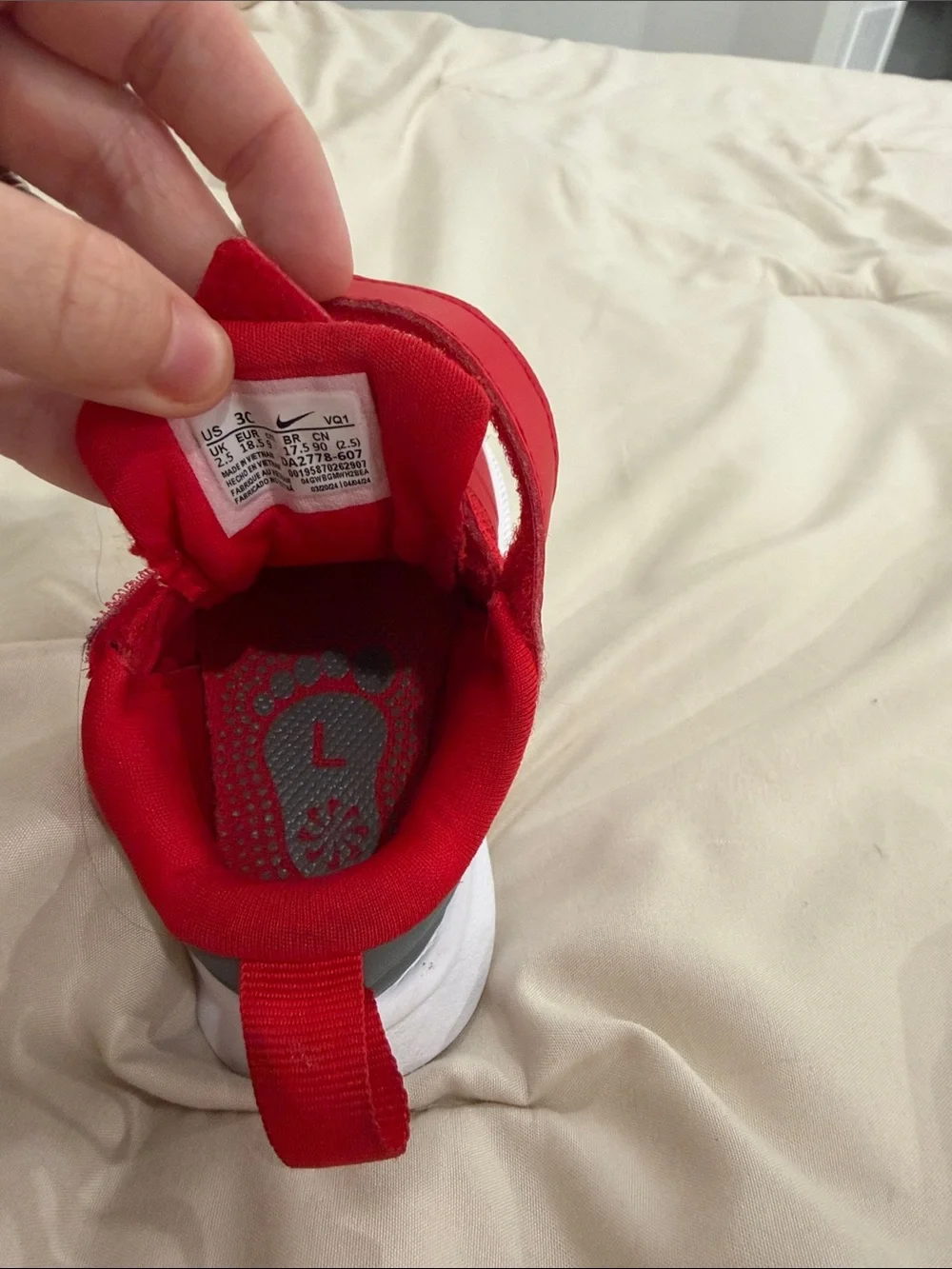 Nike Red and White Toddlers' Velcro Athletic Shoes
